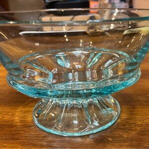 Elegant Blue Glass Serving Bowl